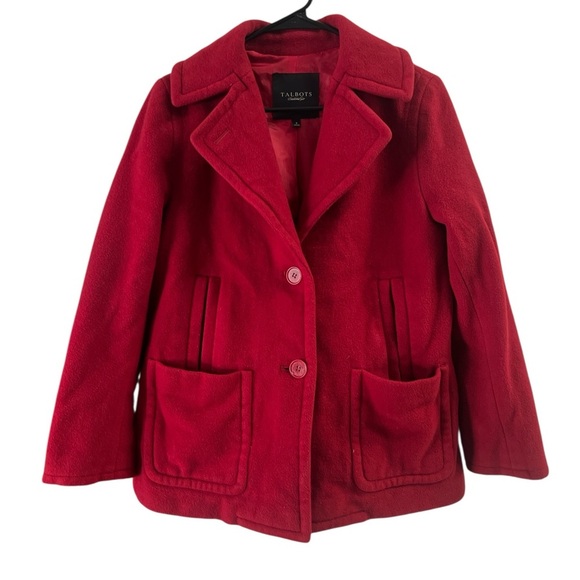 Talbots red wool blend collared jacket - Picture 1 of 6